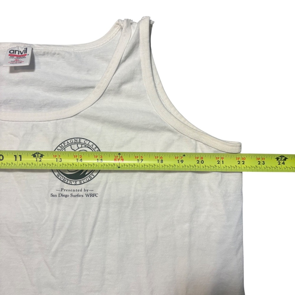 Vintage 90s Champagne Classic Women's Rugby Tank Top XL Single Stitch - Picture 5 of 9
